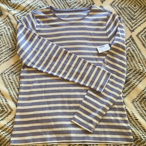 Long sleeve purple striped cotton top